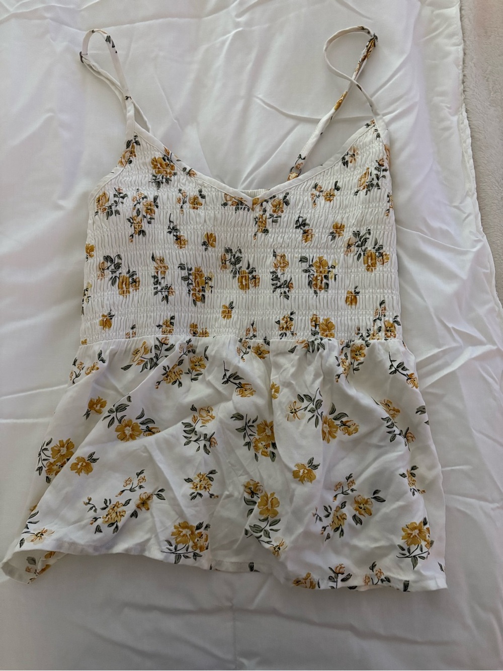 Hollister White Cami Top with Yellow Floral Print